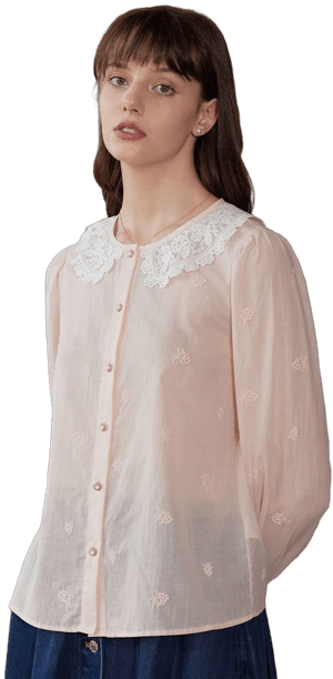 Simple Retro Peter Pan Collar Cotton Blouse