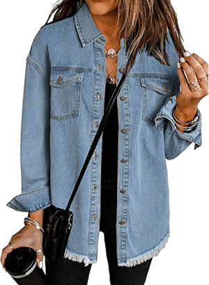 Women's Oversized Distressed Denim Jacket