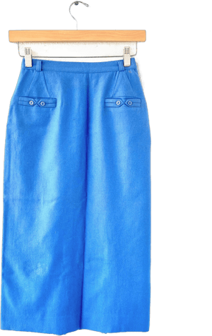 Vintage 1940s Wool Pencil Midi Skirt with Belt