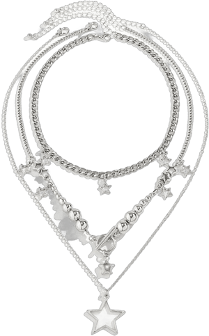 Grunge Layered Silver Necklace