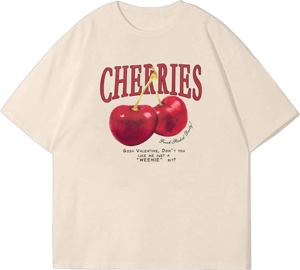 Vintage Cherry Fruit Oversized Graphic T-Shirt