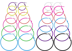 80s Circle Hoop Earrings (12 Pairs)