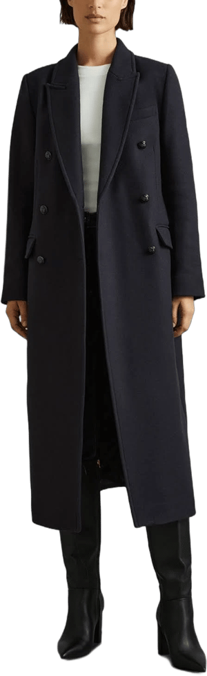 Reiss Florence Double-Breasted Wool Blend Long Coat