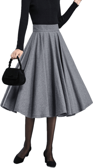 Wool Pleated Midi Skirt