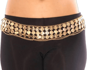 3- Row Lightweight Belly Dance Coin Belt with Chain Swags