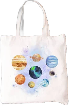 Solar System Tote Bag, Aesthetic Tote Bag, Galaxy Tote Bag, Celestial Gift, Cotton Canvas Tote Bag, Zippered Tote Bag, Space Tote Bag