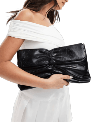 Glamorous Ruched Patent Clutch Bag