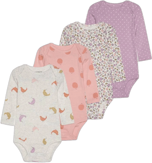 Carter's Baby Girl 4-Pack Long-Sleeve Cotton Bodysuits