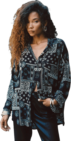12th Tribe Women's Paisley Button Up