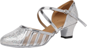 Women's Glitter T-Strap Dance Heels