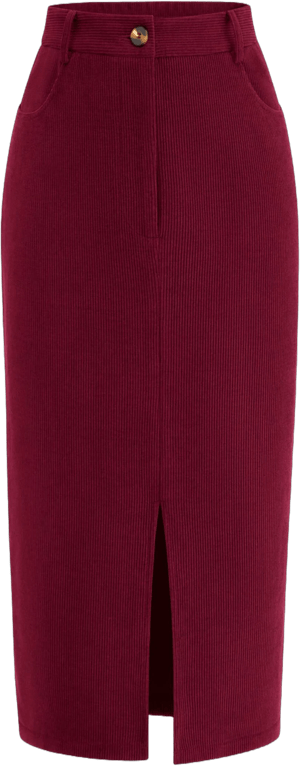 PRETTYGARDEN Women's Dressy Casual High-Waisted Corduroy Midi Pencil