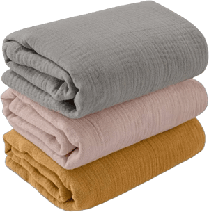 Muslin Swaddle Blankets for Newborn, 3 Pack Breathable Soft Receiving Blanket, Large 38 x 40 inches Swaddle Wrap Burping Clothes, Essentials Infant