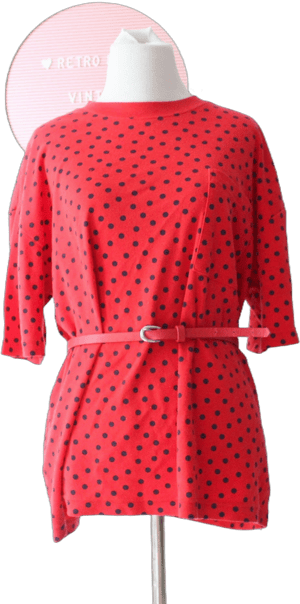 vintage red Polka Dot blouse Tee top....womens. red and white. mod. costume. blouse. womens. ladies. vintage blouse. flowy top. fancy