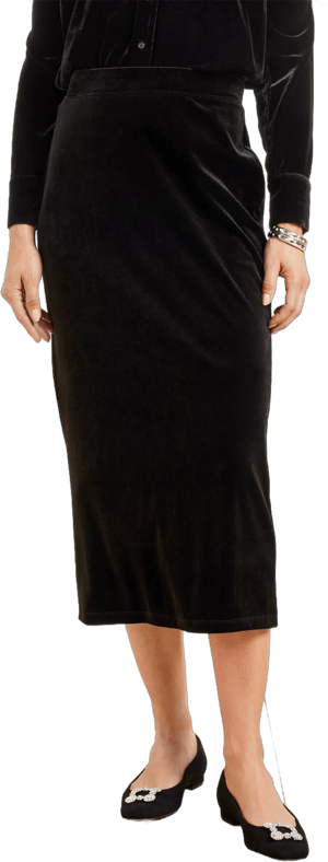 Talbots Women's Misses Stretch Velvet Midi Skirt