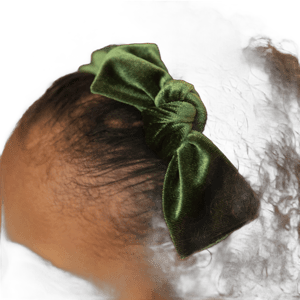 Fanm Djanm Green Velvet Kids Bow Headwrap