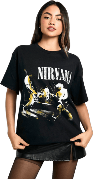 Boohoo Women's Plus Nirvana License Oversized Graphic T-shirt