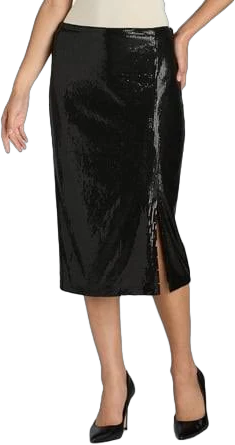 Time and Tru Women's Sequin Skirt with Side Slit