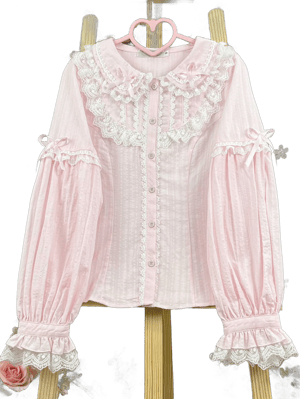 Devilinspired Peter Pan Collar Cotton Blouse with Long Sleeves