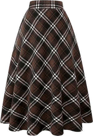Women's High Waist A-Line Plaid Wool Skirt
