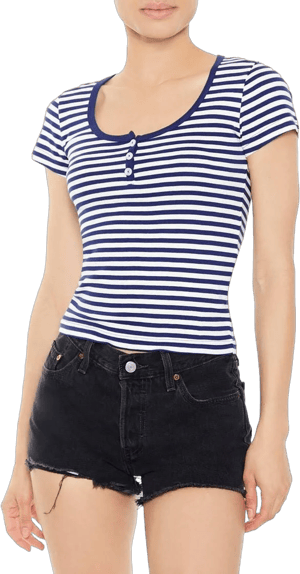 Forever 21 Women's Striped Scoop T-Shirt