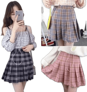 CosmoCorner High-Waist Pleated Plaid Mini Skirt