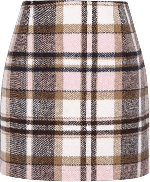 Kinghua Women's Wool Plaid High-Waisted Bodycon Mini Skirt