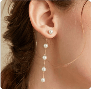 14K Gold Adjustable Pearl Drop Earrings