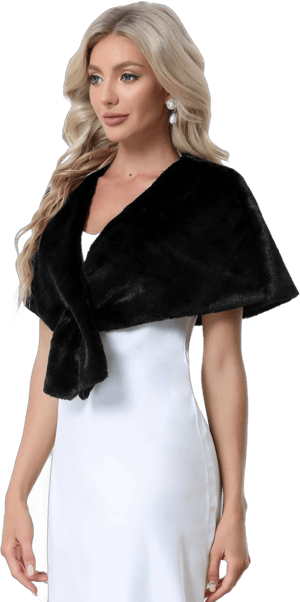 INSPIRE CHIC Women's Faux Fur Shawl Winter 1920s Stole Bridal Wedding Wraps