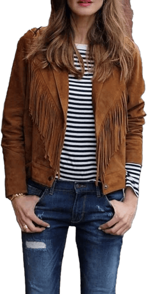 Vintage Suede Leather Fringe Jacket