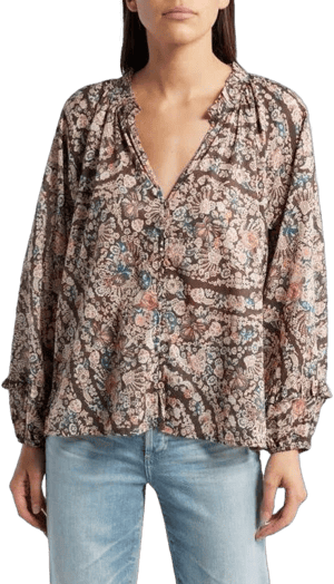 Cleobella Alicia Print Organic Cotton Peasant Top