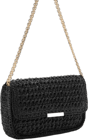 MANGO Women's Braided Raffia Shoulder Bag