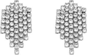 Luxval Rhinestone Sparkly Silver Dangle Earrings