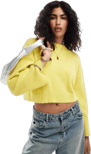 ASOS Design Crew Neck Boxy Sweater with Wide Cuffs