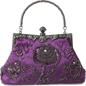 Vintage Floral Beaded Rhinestone Embroidery Crossbody Evening Handbag