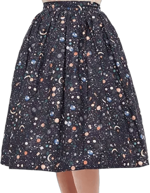 Unique Vintage Printed Woven Gellar Swing Skirt in Navy Galaxy Print at Nordstrom, Size Medium