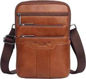 Hebetag Leather Shoulder Bag Messenger Pack for Men Women Travel Business Crossbody Pouch Phone Wallet Sling