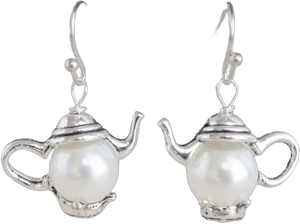 Women's Silver Drop Earrings with Pearls