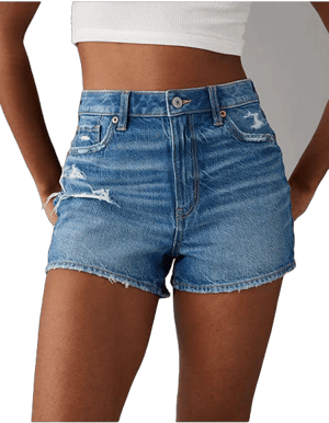 Ae Strigid Ripped Denim Mom Shorts