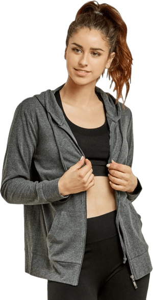 Sofra Women's Thin Cotton Zip Up Hoodie Jacket