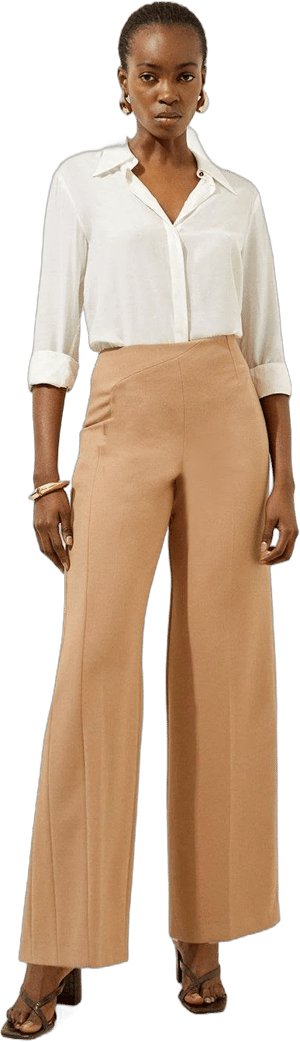 Karen Millen Women's Compact Stretch High Waist Wide Leg Pants