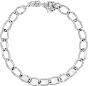 925 Sterling Silver Oval Link Chain Charm Bracelet