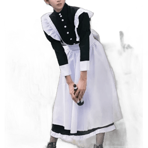 Men Unisex Cosplay Maid Dress Gothic Ruffle Long Sleeve Waitress