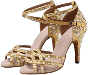 Women's Open-Toe Rhinestone-Embellished Latin Dance Shoes