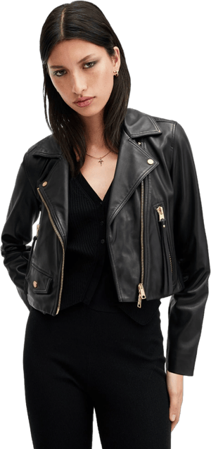 Allsaints Women's Elora Cropped Slim Leather Biker Jacket