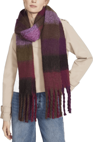 Steve Madden Women's Brushed Plaid Blanket Scarf