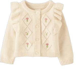 Gymboree Girls Embroidered Floral Long Sleeve Cotton Cardigan