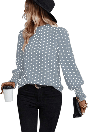 ZOOMOON Women's Polka Dot Puff Ruffle Tunic Blouse