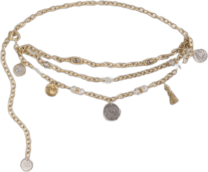 Chico's Faux Pearl and Coin Charm Chain Belt