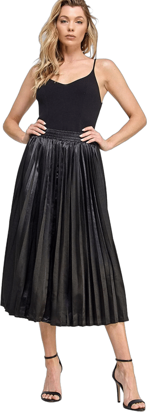 Chic Metallic Pleated Midi Skirt