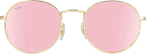 Nevada Round Polarized Sunglasses for Men and Women - Pro Gold Frame/Pink Lens